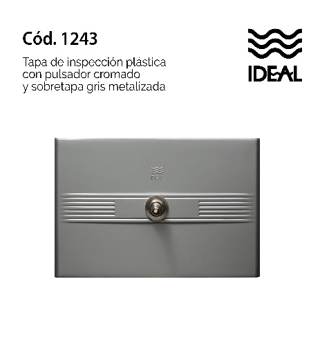 TAPA DE INSPECCIÓN PLÁSTICA CON PULSADOR CROMADO CON SOBRETAPA GRIS