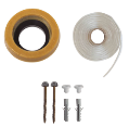 KIT UNIVERSAL PARA CONEXIÓN DE INODORO,ARO BASE,CINTA SELLADORA Y JGO. TORNILLOS