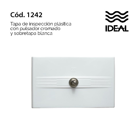TAPA DE INSPECCIÓN PLÁSTICA CON PULSADOR CROMADO CON SOBRETAPA BLANCA